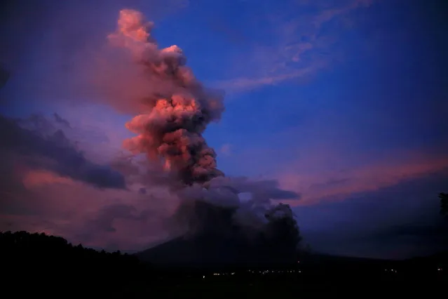A view of the Mayon Volcano after a new eruption in Camalig, Albay province, south of Manila, Philippines January 24, 2018. (Photo by Romeo Ranoco/Reuters)