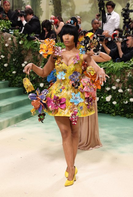 Trinidadian rapper Nicki Minaj poses at the Met Gala, an annual fundraising gala held for the benefit of the Metropolitan Museum of Art's Costume Institute with this year's theme “Sleeping Beauties: Reawakening Fashion” in New York City, New York, U.S., May 6, 2024. (Photo by Andrew Kelly/Reuters)
