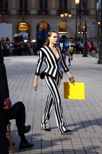 English model and actress Cara Delevingne walks the runway during Vogue World: Paris at Place Vendome on June 23, 2024 in Paris, France. (Photo by Marc Piasecki/Getty Images for Vogue)