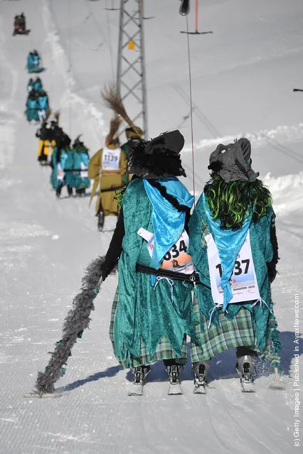 Participants take part in the 30th edition of the Belalp Witches Ski Race