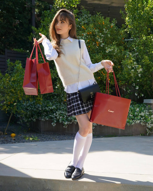 British-American actress and model Lily Collins replicates Cher Horowitz's “Clueless” moment in the first decade of May 2022. (Photo by lilyjcollins/Instagram)