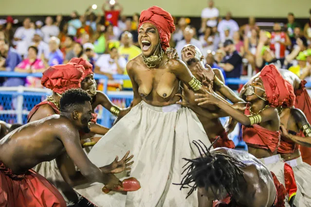 Member of the Imperio da Tijuca Samba School during the 2019 Carnival Series A parade in the Marques do Sapucaí Sambadrome in the city of Rio de Janeiro this Sunday, March 3, 2019. (Photo by William Volcov/Brazil Photo Press)