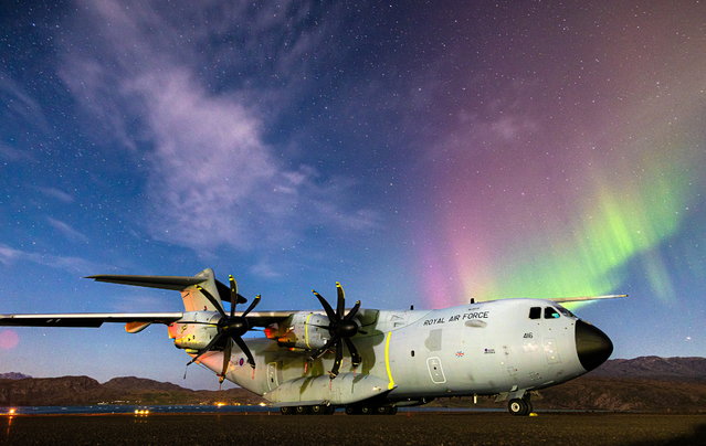 The A400M Atlas was photographed parked on the Airfield at Narsarsuaq in southern Greenland on Monday, September 23, 2024. The Atlas Force - 30 and 70 Squadron combined - helped deliver logistical support to the Red Arrows during their recent Canada 2024 tour. The A400M stayed in Narsarsuaq overnight as it transports kit and personnel back to the UK. (Photo by Cpl Phil Dye/South West News Service)