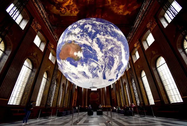 The art installation Gaia in the Painted Hall of the Old Royal Naval College in Greenwich, London, UK on September 3, 2020. (Photo by Fraser Gray/Rex Features/Shutterstock)