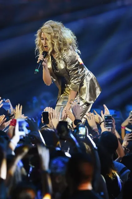 Tori Kelly on stage during the MTV EMA's 2015 at the Mediolanum Forum on October 25, 2015 in Milan, Italy. (Photo by Brian Rasic/Getty Images for MTV)
