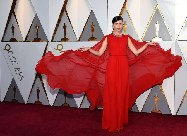 US actress Sofia Carson arrives for the 90th Annual Academy Awards on March 4, 2018, in Hollywood, California. (Photo by Valerie Macon/AFP Photo)