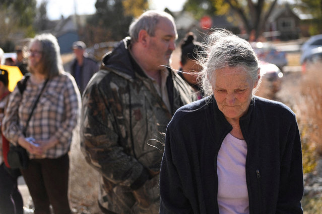 People stand in a line outside Connections 4 Life food pantry in Fountain, Colorado, on November 7, 2025. (Photo by Mark Makela/Reuters)
