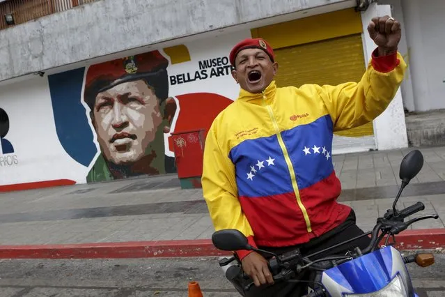 Auri Carrasquel, a supporter of late Venezuela's President Hugo Chavez known as "The Chavez of Chacao", takes part in a campaign rally held by pro-government candidates for the upcoming parliamentary elections, in Caracas November 28, 2015. Venezuela will hold parliamentary elections on December 6. (Photo by Marco Bello/Reuters)