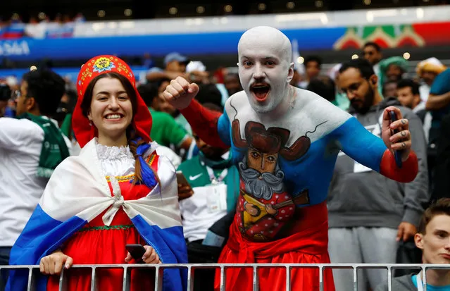 Russia fan with body paint before the Russia 2018 World Cup Group A football match between Russia and Saudi Arabia at the Luzhniki Stadium in Moscow on June 14, 2018. (Photo by Kai Pfaffenbach/Reuters)