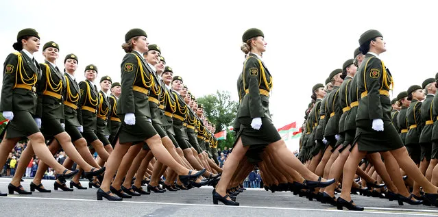 Belarussian servicewomen march during a military parade marking the Belarus' Independence Day in Minsk, July 3, 2018. (Photo by Vasily Fedosenko/Reuters)