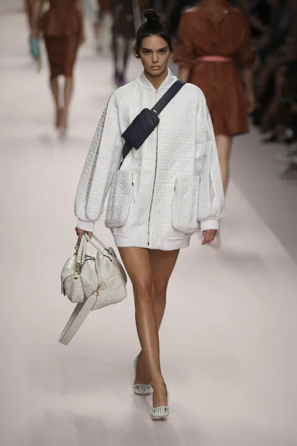 Model Kendall Jenner wears a creation as part of the Fendi women's 2019 Spring-Summer collection, unveiled during the Fashion Week in Milan, Italy, Thursday, September 20, 2018. (Photo by Luca Bruno/AP Photo)