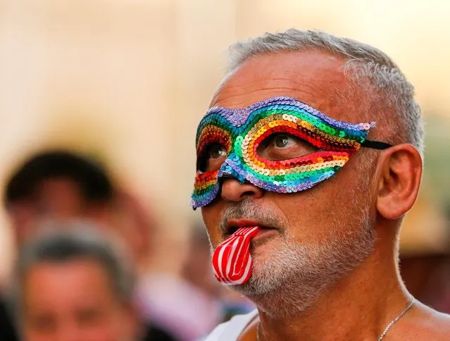 A participant attends the Malta Pride Parade in support of gay rights, in Valletta, Malta on September 10, 2022. (Photo by Darrin Zammit Lupi/Reuters)