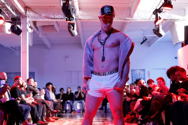 A model presents a creation from the CHULO underwear collection during the New York Fashion Week, in a show that raised money for transgender and cisgender young women victims of violence, in New York, U.S. February 7, 2019. (Photo by Andrew Kelly/Reuters)