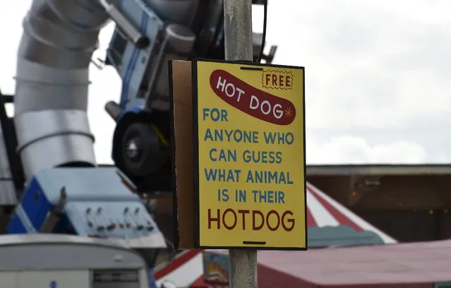 A sign is pictured at “Dismaland”, a theme park-styled art  installation by British artist Banksy, at Weston-Super-Mare in southwest England, Britain, August 20, 2015. (Photo by Toby Melville/Reuters)