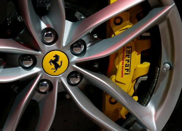 View of Ferrari logo on a wheel at the Mondial de l'Automobile, Paris auto show, during media day in Paris, France, September 30, 2016. (Photo by Jacky Naegelen/Reuters)