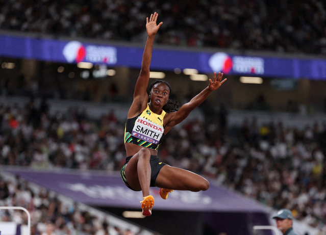 Jamaica's Ackelia Smith in action during the Women's Long Jump Qualification on September 13, 2025. (Photo by Edgar Su/Reuters)