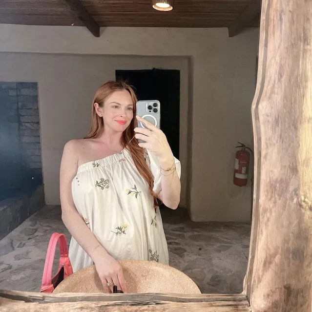 American actress Lindsay Lohan in the first decade of June 2023 continues to glow as she nears the end of her pregnancy. (Photo by lindsaylohan/Instagram)