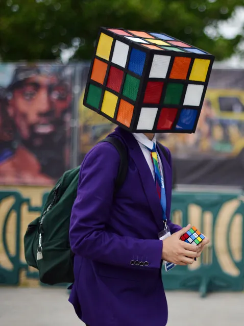 A cosplayer dressed as a Rubik's Cube is seen at 2023 Comic-Con International: San Diego on July 22, 2023 in San Diego, California. (Photo by Chelsea Guglielmino/Getty Images)