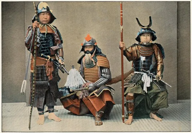 An illustration from a French book published around 1890 shows three warriors in full dress. (Photo by Corbis/VCG via Getty Images)