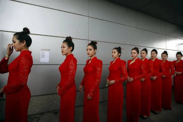 Formula One, Chinese F1 Grand Prix, Shanghai, China on April 16, 2016: Hostesses before qualifying session. (Photo by Aly Song/Reuters)