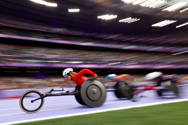 Catherine Debrunner of Switzerland in action during the women's 1500m T54 final in Saint-Denis, France on September 3, 2024. (Photo by Carlos Garcia Rawlins/Reuters)