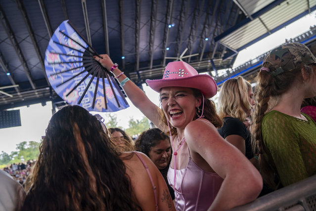 Audience members during a Soccer Mommy set at the All Things Go festival in Columbia, Maryland, on September 29, 2024. (Photo by Allison Robbert for The Washington Post)