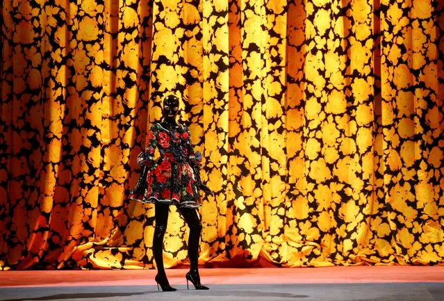 A model presents a creation at the Richard Quinn catwalk show during London Fashion Week in London, Britain, February 15, 2020. (Photo by Henry Nicholls/Reuters)