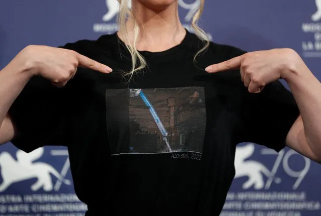 Ukraine's Hanna Zaitseva poses on September 7, 2022 during a photocall for the film “Freedom On Fire: Ukraine's Fight For Freedom” presented out of competition as part of the 79th Venice International Film Festival at Lido di Venezia in Venice, Italy. (Photo by Guglielmo Mangiapane/Reuters)