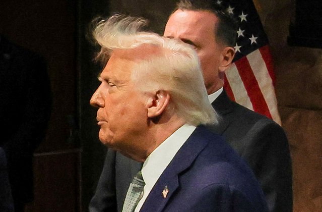 U.S. President Donald Trump attends a board meeting for the Kennedy Center, in Washington on March 17, 2025. (Photo by Carlos Barria/Reuters)