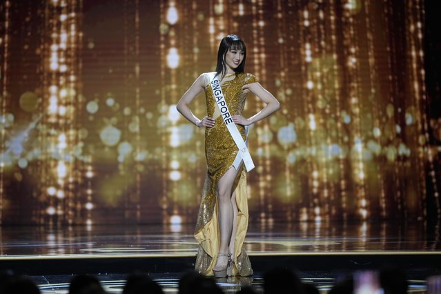 Miss Singapore Carissa Yap competes in the evening gown competition during the preliminary round of the 71st Miss Universe Beauty Pageant in New Orleans, Wednesday, January 11, 2023. (Photo by Gerald Herbert/AP Photo)