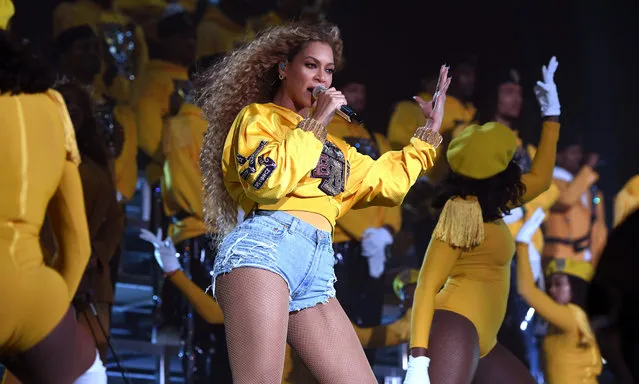 Beyonce Knowles performs onstage during 2018 Coachella Valley Music And Arts Festival Weekend 1 at the Empire Polo Field on April 14, 2018 in Indio, California. (Photo by Larry Busacca/Getty Images for Coachella)