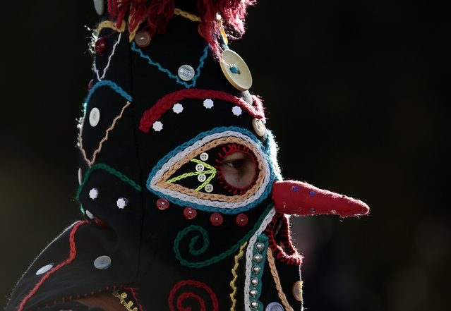 A masked Bulgarian dancer takes part in the second competition day of the 24th International Festival of Masquerade Games “Surva” in the town of Pernik, Bulgaria Saturday, January 31, 2015. (Photo by Valentina Petrova/AP Photo)