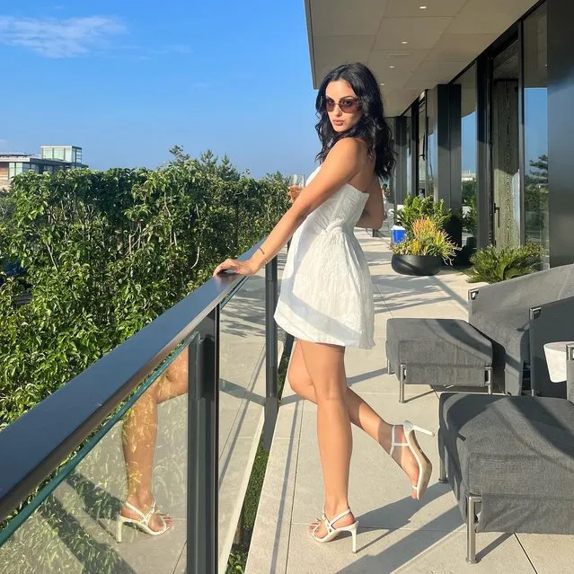 “Riverdale” star, American actress  Camila Mendes takes in the sights from a balcony early July 2023. (Photo by camimendes/Instagram)