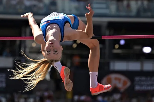 Finland's Heta Tuuri competes in the women's high jump qualification during the World Athletics Championships at the National Athletics Centre in Budapest on August 25, 2023. (Photo by Ben Stansall/AFP Photo)