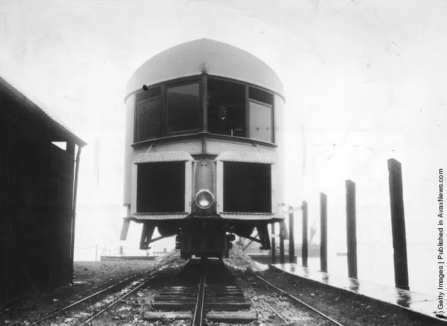 1910:  A demonstration of the Brennan Mono-rail, designed by Louis Brennan