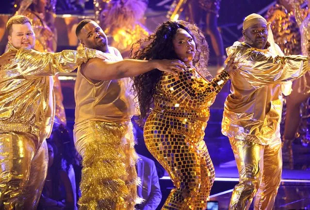 American rapper Lizzo performs “About Damn Time” at the BET Awards on Sunday, June 26, 2022, at the Microsoft Theater in Los Angeles. (Photo by Chris Pizzello/AP Photo)