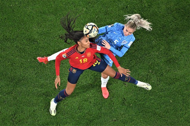 Salma Paralluelo of Spain and Alex Greenwood of England compete for the ball during the FIFA Women's World Cup Australia & New Zealand 2023 Final match between Spain and England at Stadium Australia on August 20, 2023 in Sydney, Australia. (Photo by Quinn Rooney/Getty Images)