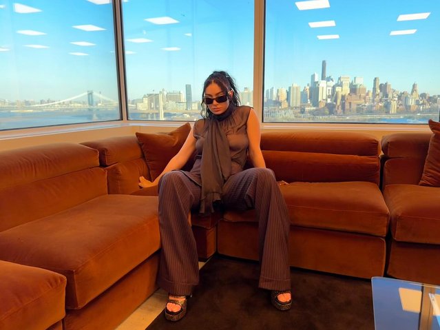English singer Charli XCX takes in the NYC skyline during her week in the city for SNL on November 11, 2024. (Photo by charlixcx/Instagram)