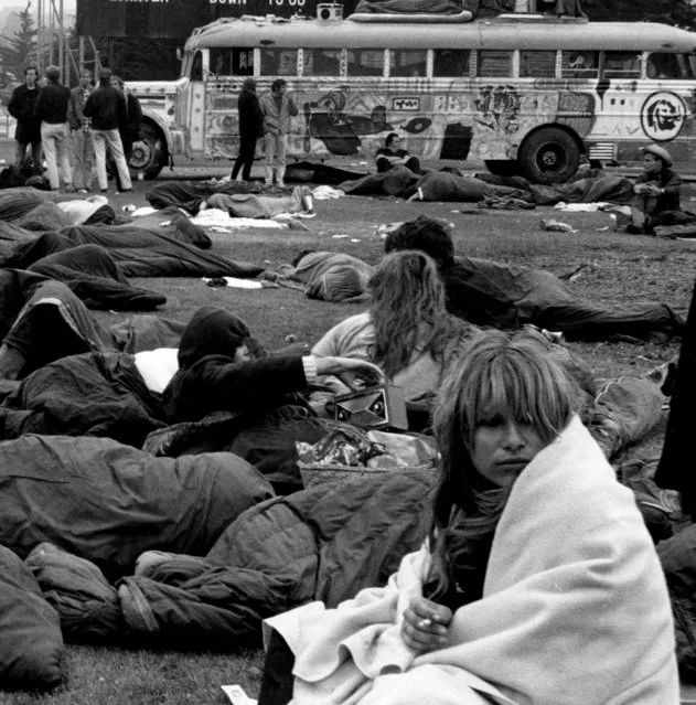 In this June 17, 1967 photo is the scene on the football field at Monterey Peninsula College where over 20,000 people camped during the Monterey Pop Festival in Monterey, Calif. Before Burning Man and Bonnaroo, Coachella and Lollapalooza, Glastonbury and Governors Island, there was Monterey Pop. Fifty years ago in June 2017, the three-day concert in the San Francisco Bay area gave birth to the “Summer of Love” and paved the way for today's popular festivals. (Photo by Monterey Herald via AP Photo)