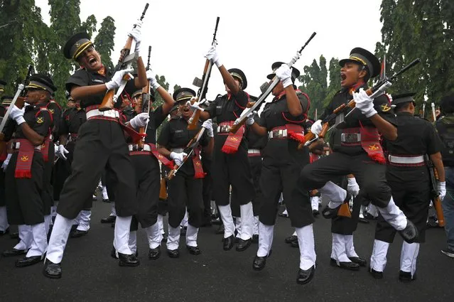 Indian army cadets celebrate after their graduation ceremony at the Officers Training Academy (OTA) in Chennai October 29, 2022. (Photo by Arun Sankar/AFP Photo)