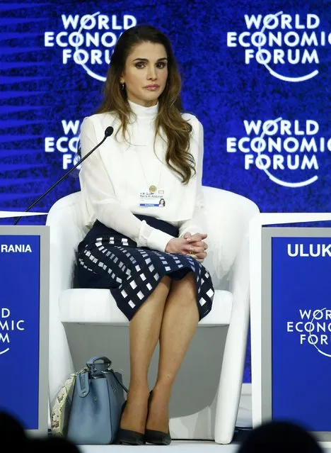 Jordan's Queen Rania attends the session “The Humanitarian Imperative: A Global, Regional and Industry Response” during the Annual Meeting 2016 of the World Economic Forum (WEF) in Davos, Switzerland January 20, 2016. (Photo by Ruben Sprich/Reuters)