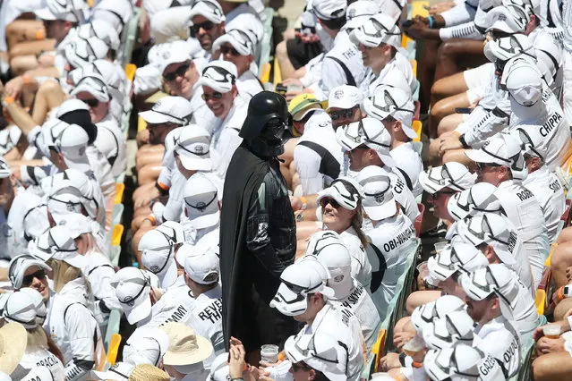 Fans dresses as Star Wars characters enjoy day four of the First Ashes Test between Australia and England at The Gabba in Brisbane, Australia, 11 December 2021. (Photo by Jono Searle/EPA/EFE)