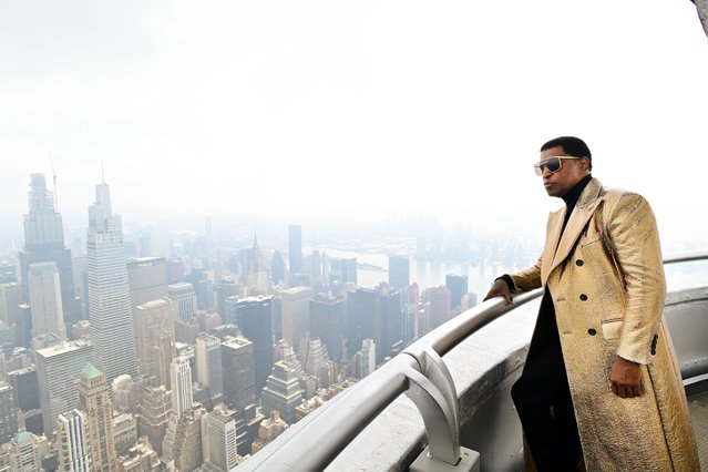 American singer-songwriter Kenneth “Babyface” Edmonds lights the Empire State Building in honor of The Apollo Theater's 90th Anniversary at The Empire State Building on June 05, 2024 in New York City. (Photo by Eugene Gologursky/Getty Images for Empire State Realty Trust)