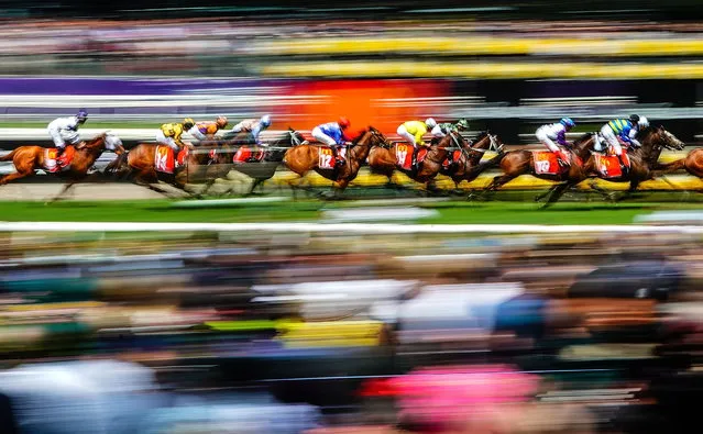 A general view of race 4, The Macca's Run, during the Melbourne Cup Day at Flemington Racecourse in Melbourne, Victoria, Australia, 05 November 2019. (Photo by Scott Barbour/EPA/EFE)