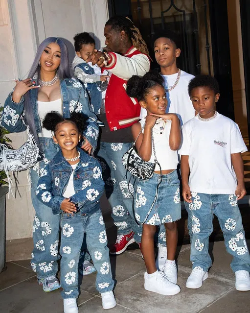 American rapper Belcalis Marlenis Almánzar, known professionally as Cardi B and her family match in all denim early September 2022. (Photo by iamcardib/Instagram)