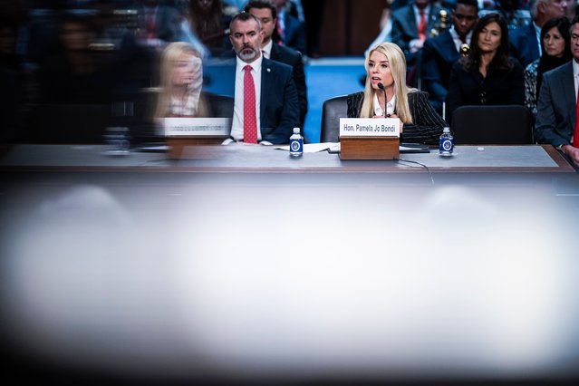 Pam Bondi, President-elect Trump’s attorney general nominee, listens during her Senate Judiciary Committee confirmation hearing on Capitol Hill in Washington on January 15, 2025. (Photo by Jabin Botsford/The Washington Post)