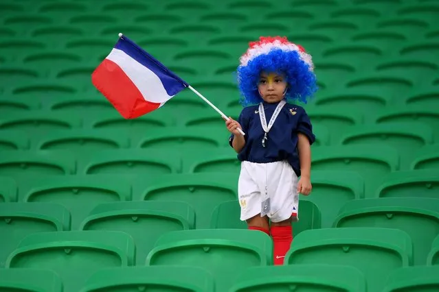 A France fan looks on prior to the FIFA World Cup Qatar 2022 Round of 16 match between France and Poland at Al Thumama Stadium on December 04, 2022 in Doha, Qatar. (Photo by Laurence Griffiths/Getty Images)