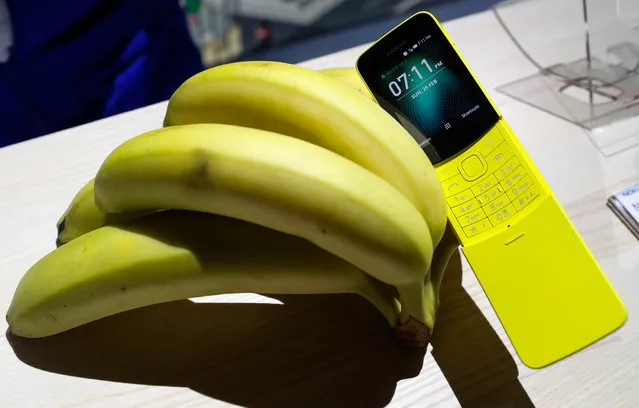 The new Nokia 8110 is displayed during the Mobile World Congress in Barcelona, Spain, February 25, 2018. (Photo by Yves Herman/Reuters)