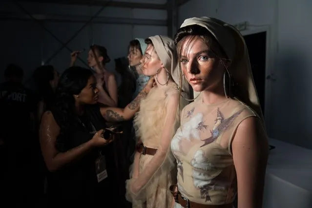 Models backstage ahead of the Amato show during Fashion Forward Spring/Summer 2017 at the Dubai Design District on October 23, 2016 in Dubai, United Arab Emirates. (Photo by Ian Gavan/Getty Images)