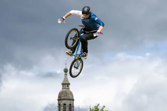United States' Hannah Roberts competes in the Womens Elite Qualification in the BMX Freestyle during day four of the 2023 UCI Cycling World Championships at Glasgow Green, Glasgow on Sunday, August 6, 2023. (Photo by Jane Barlow/PA Images via Getty Images)